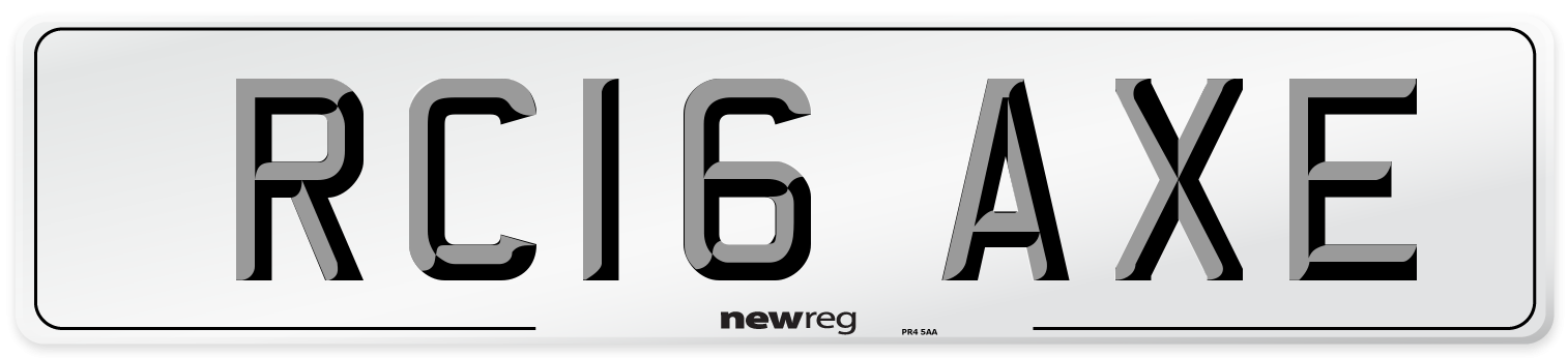 RC16 AXE Number Plate from New Reg